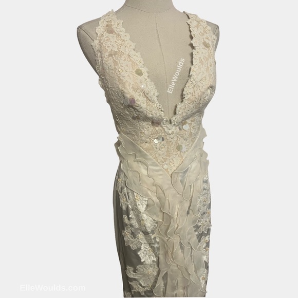 Mandalay NWT Y2K Elegant White Lace Evening Dress Size 6 - Picture 3 of 6